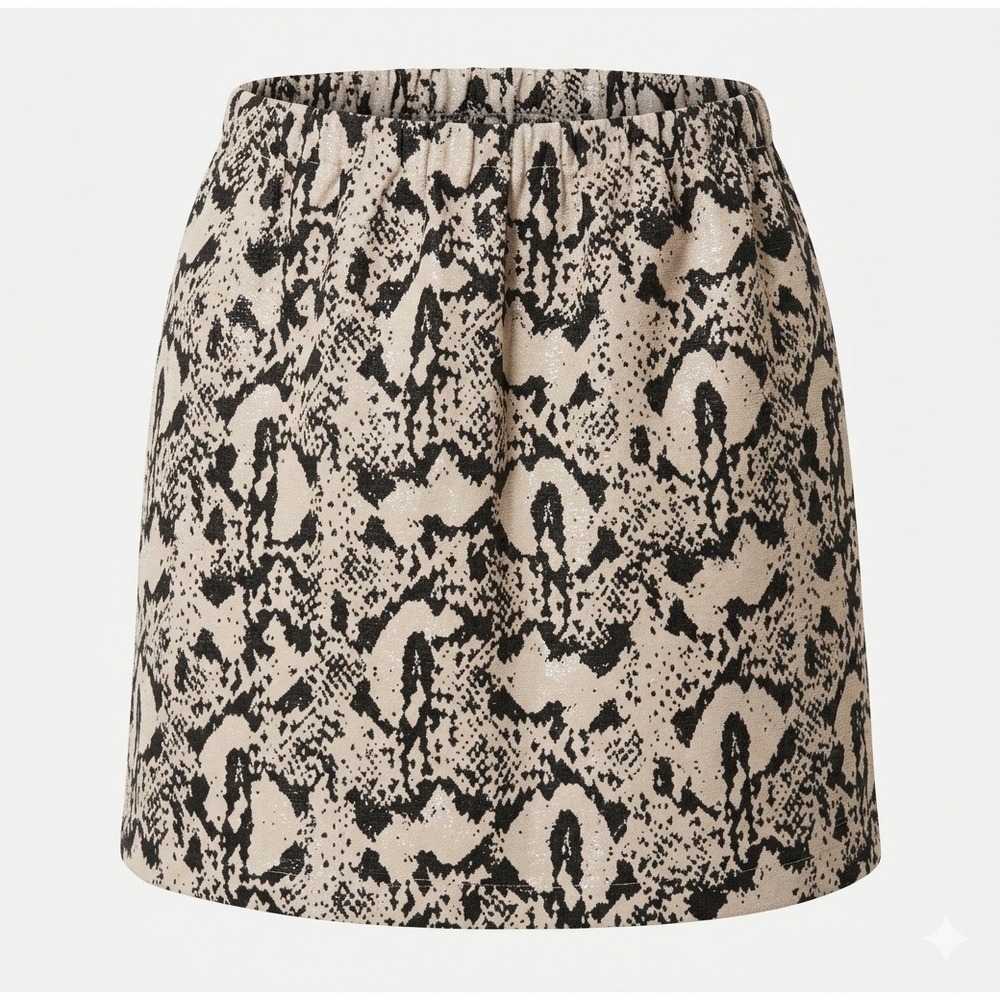 Urban Outfitters Sparkle Fade Metallic Snake Mini Skirt L Tan Black Silver Party